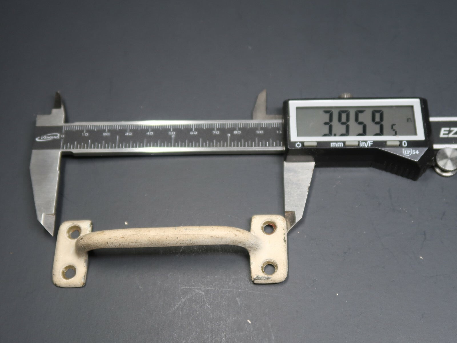 Set of 2 Vintage Brass Plated aluminum Cabinet Drawer Pulls Shabby Chic White