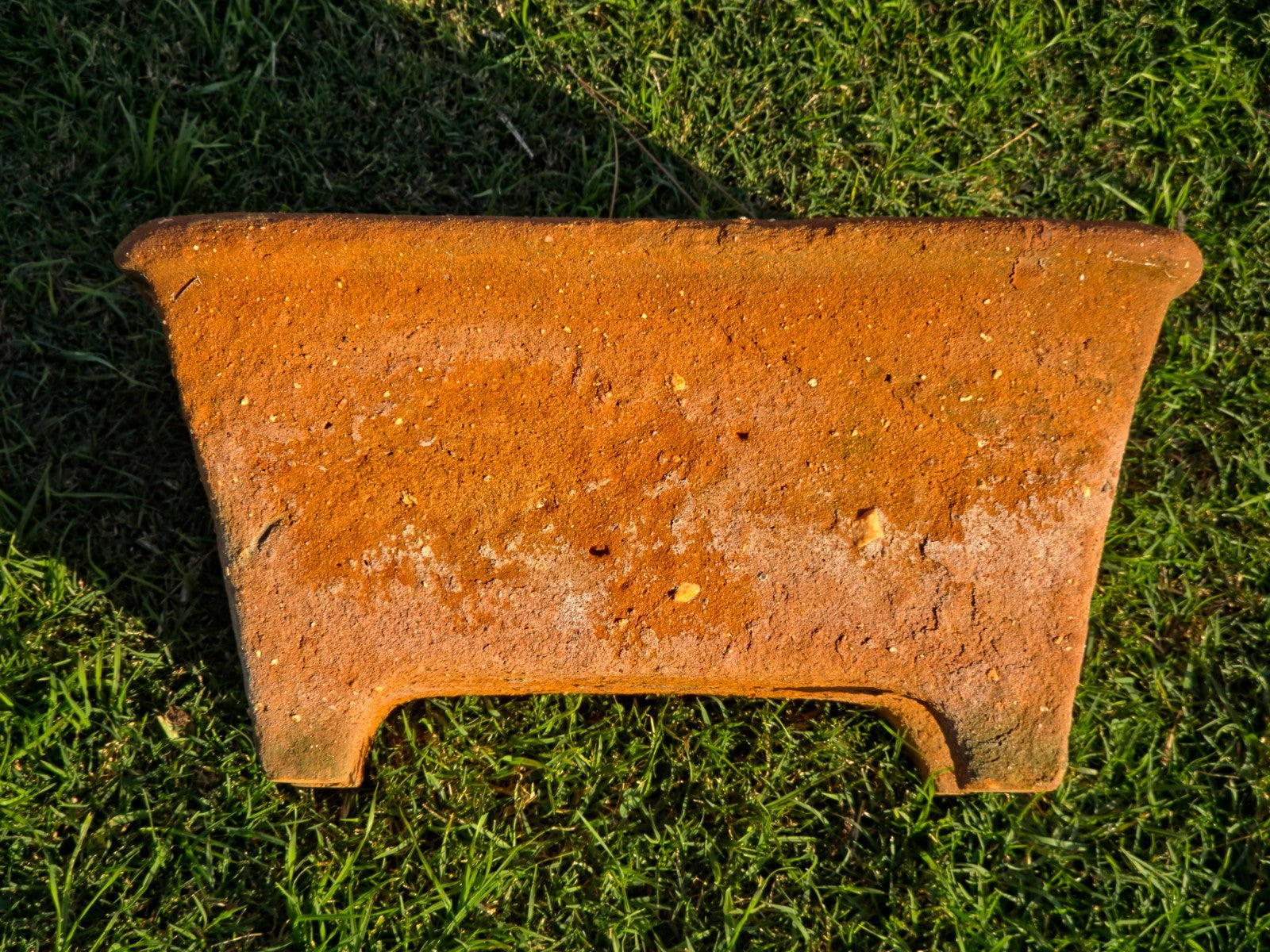 Large Vintage Mexican Terracotta Planter Footed Rustic Garden Pot 21" Weathered