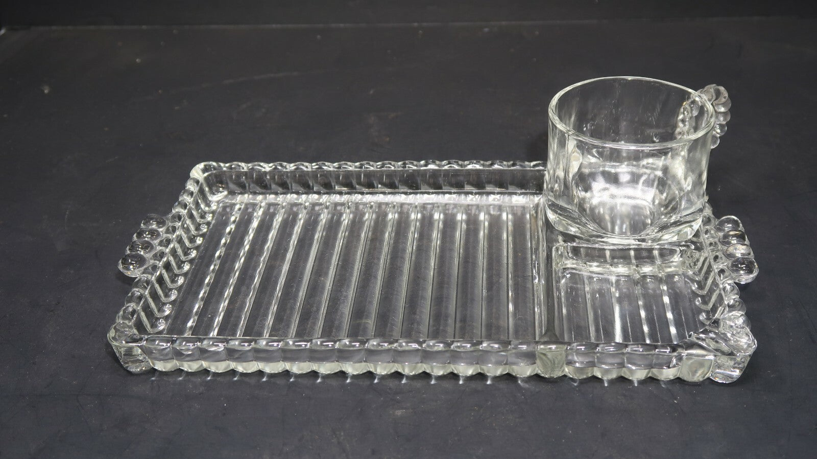 Vintage Hazel Atlas Orchard Crystal Snack Set (Cup & Plate)