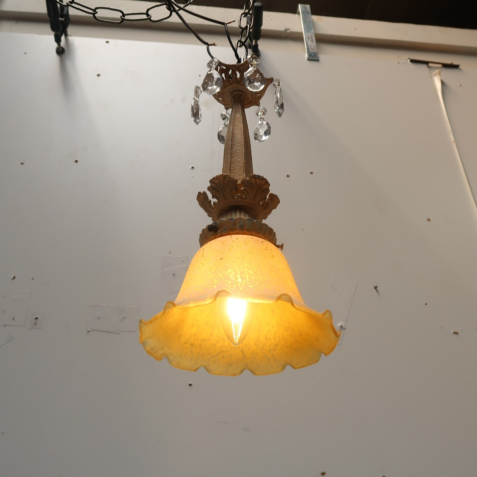 Vintage Pendant Light Fixture Shabby Chic White