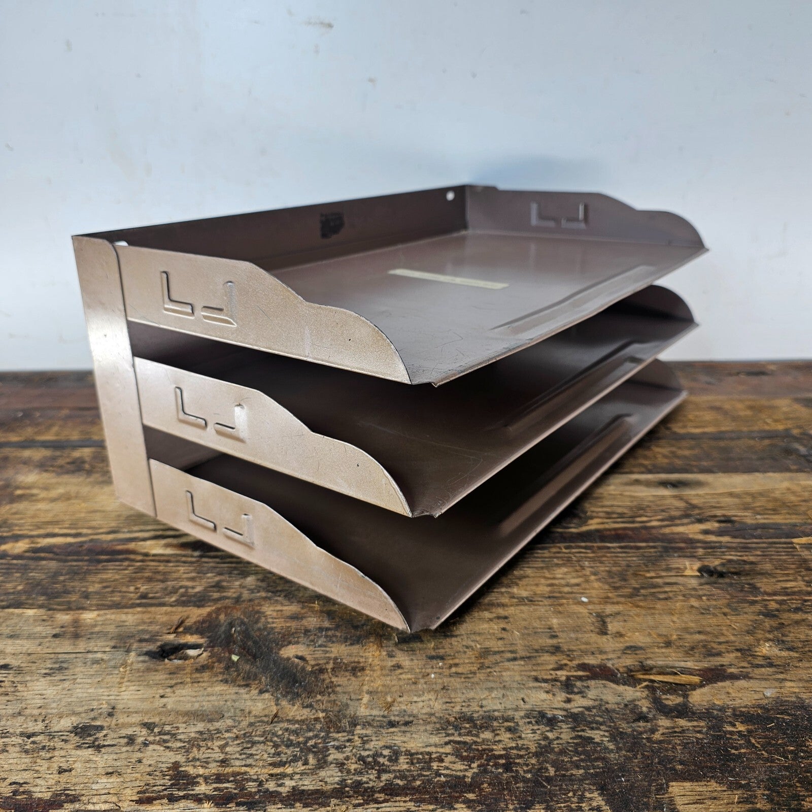 Vintage 3-Tier Wall-Mounted / Desktop Steel File Organizer