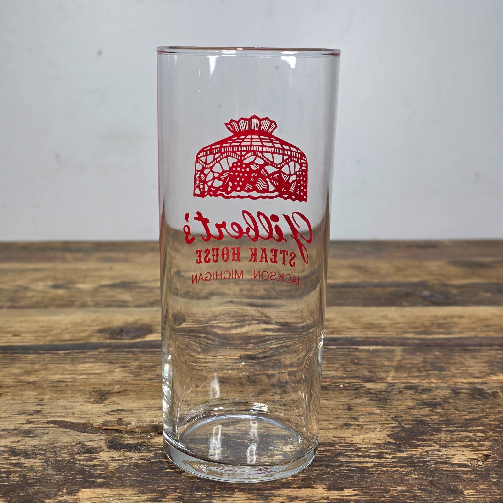 Vintage Gilbert’s Steak House Glass — Jackson, Michigan 5.75"H