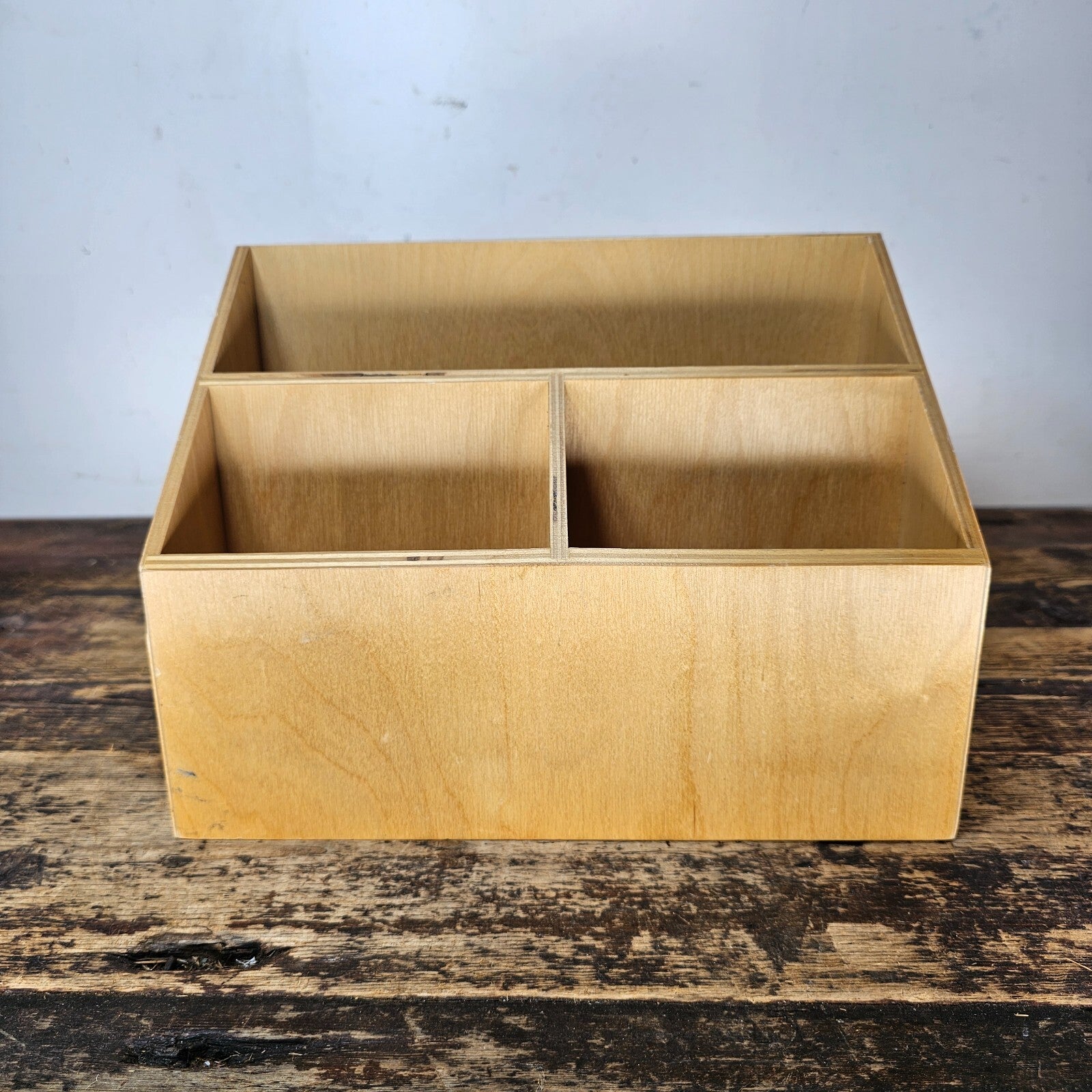 Slanted Front Wooden Desk Organizer 11"W x 8.75"D x 8"H