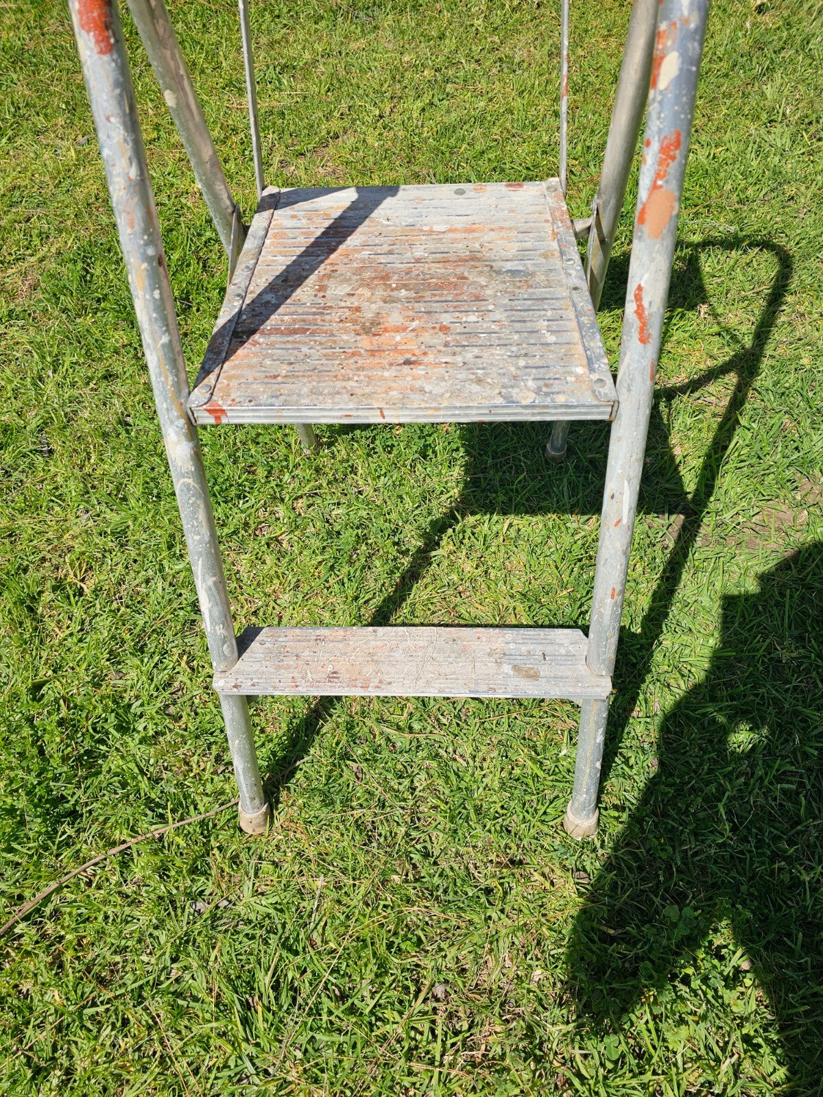 Vintage 2-Step Household Aluminum Ladder Folding 50.5" H