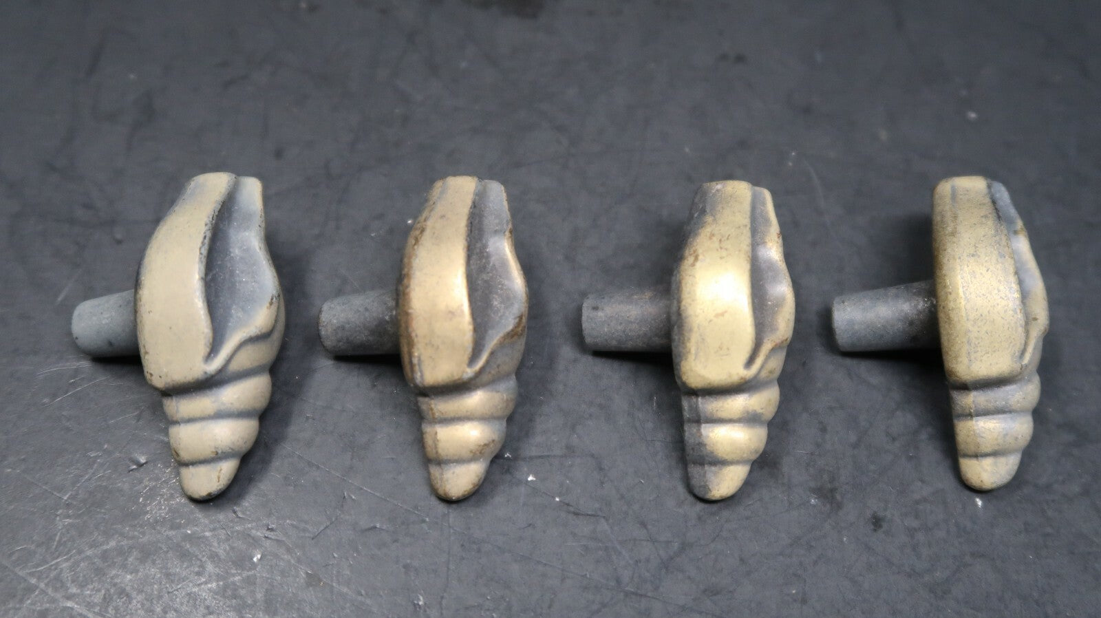 Lot of 4 Belwith Hickory Conch Shell Pull Knob Cabinet Drawer Handle (A)