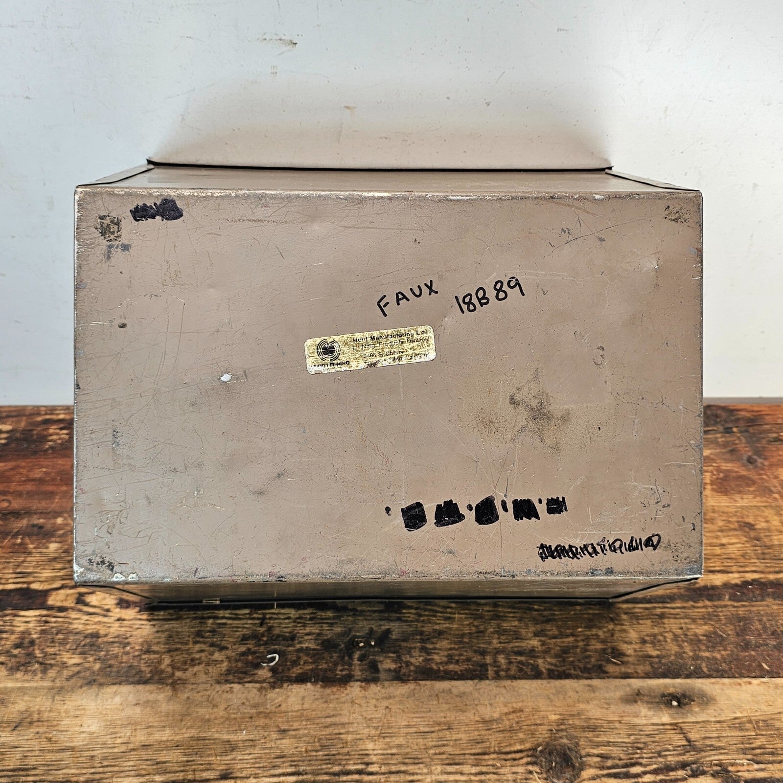 Vintage Industrial Metal Storage Bin by Hunt Manufacturing Co.