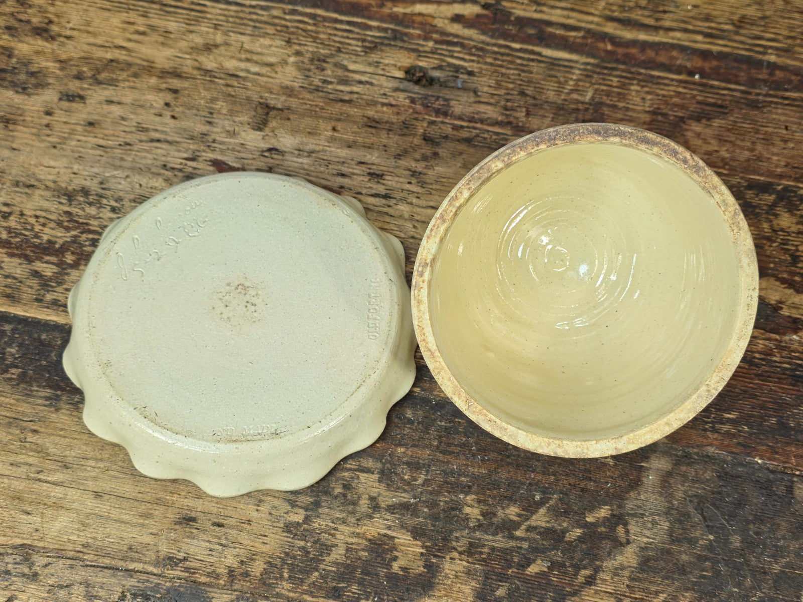 Handmade John Garrou Pottery Butter Dish Dome Old Fort NC Signed 1986