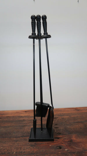 4pcs Fireplace Set Fire Tools Black H 27.5"
