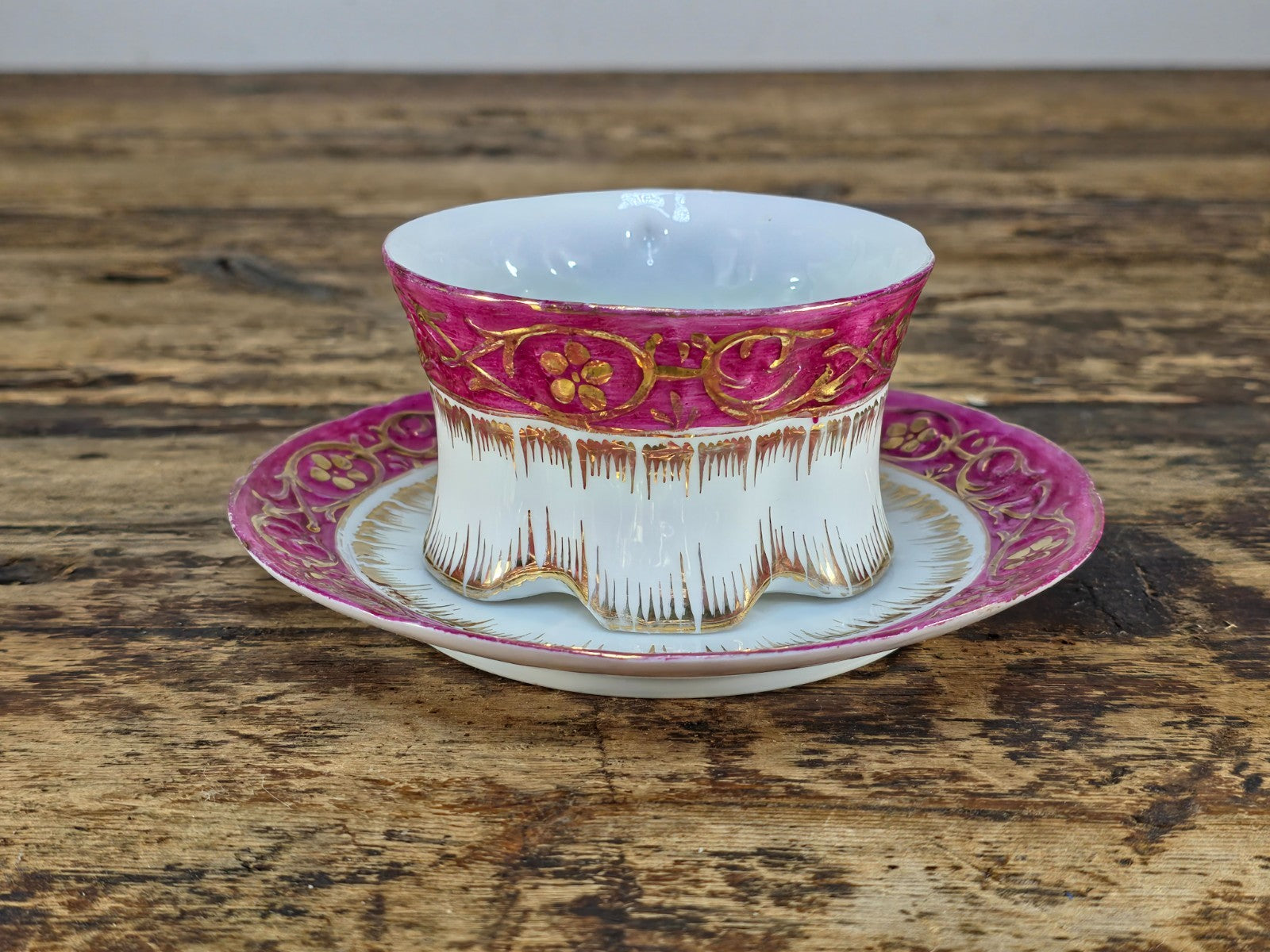 Vintage English Pink & Gilded Gold Porcelain Cup & Saucer – Beautiful Condition