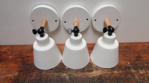 Set of 3 White Wall Sconces Wood Metal Light Angle Adjustment