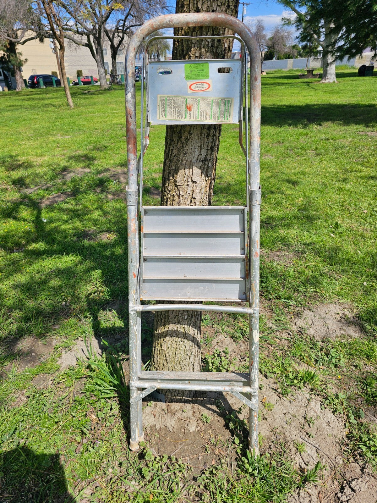 Vintage 2-Step Household Aluminum Ladder Folding 50.5" H