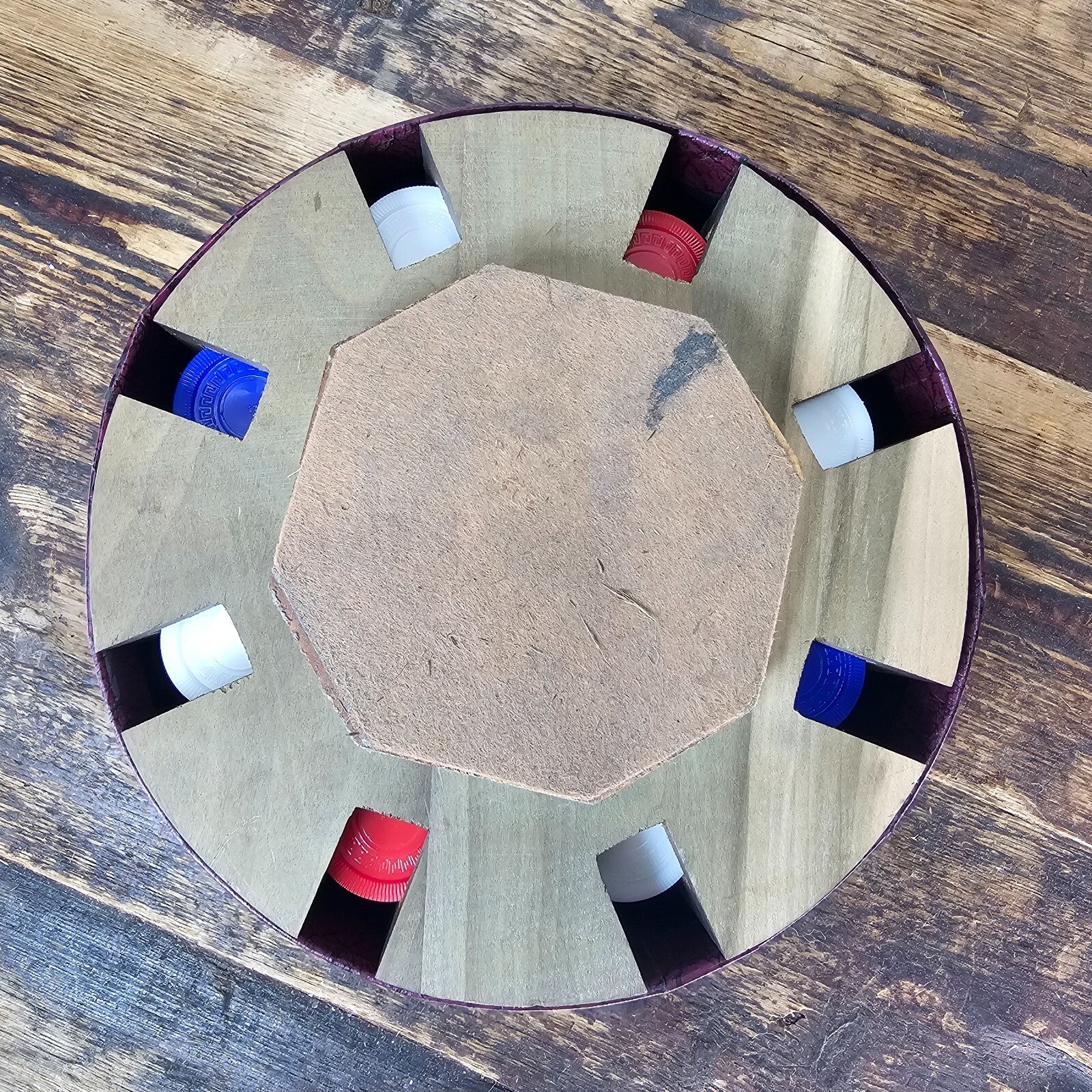 Vintage Revolving Wood Poker Chip Caddy