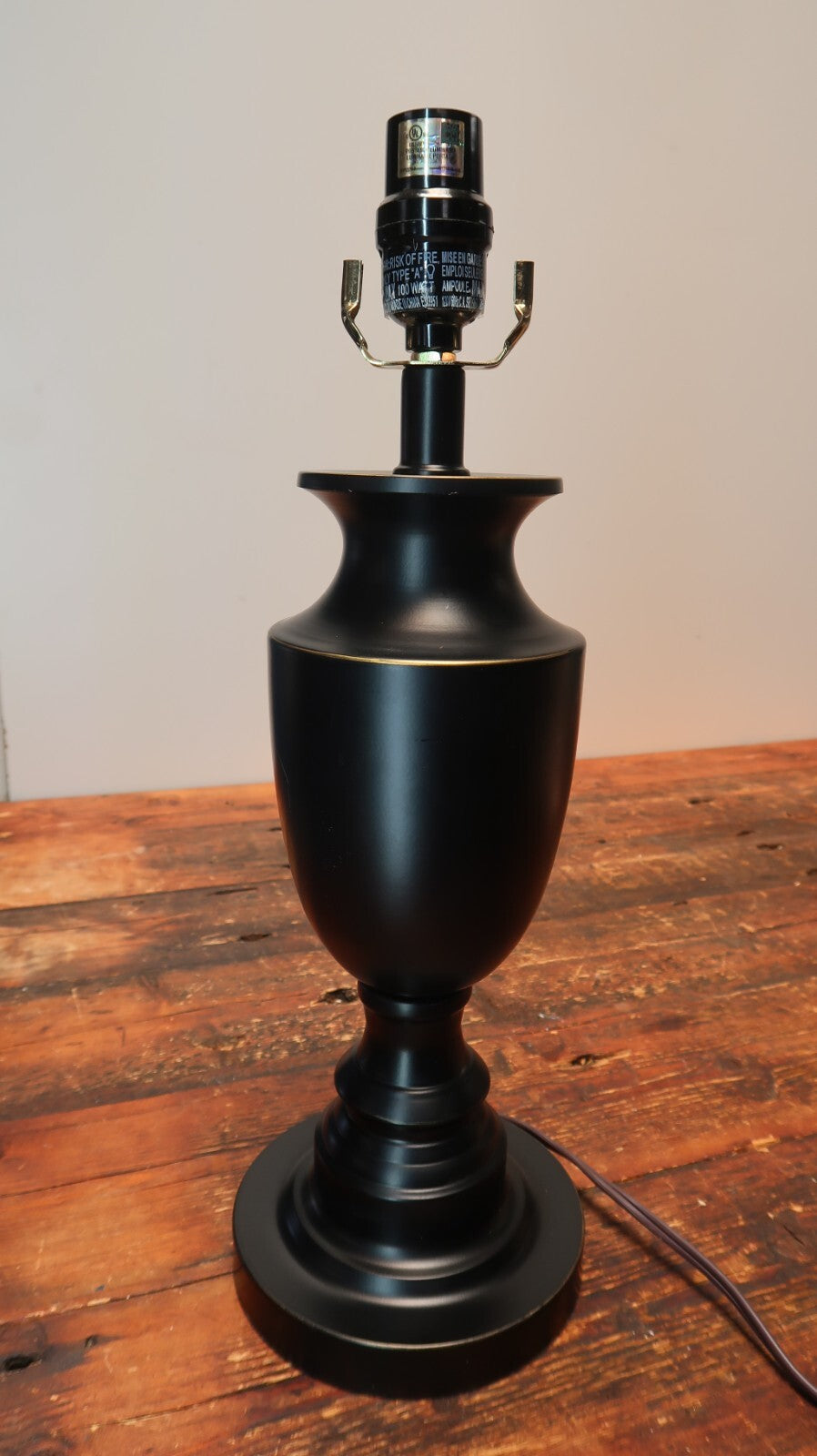 Black Metal Table Lamp 6" x 6" x H 17.5"