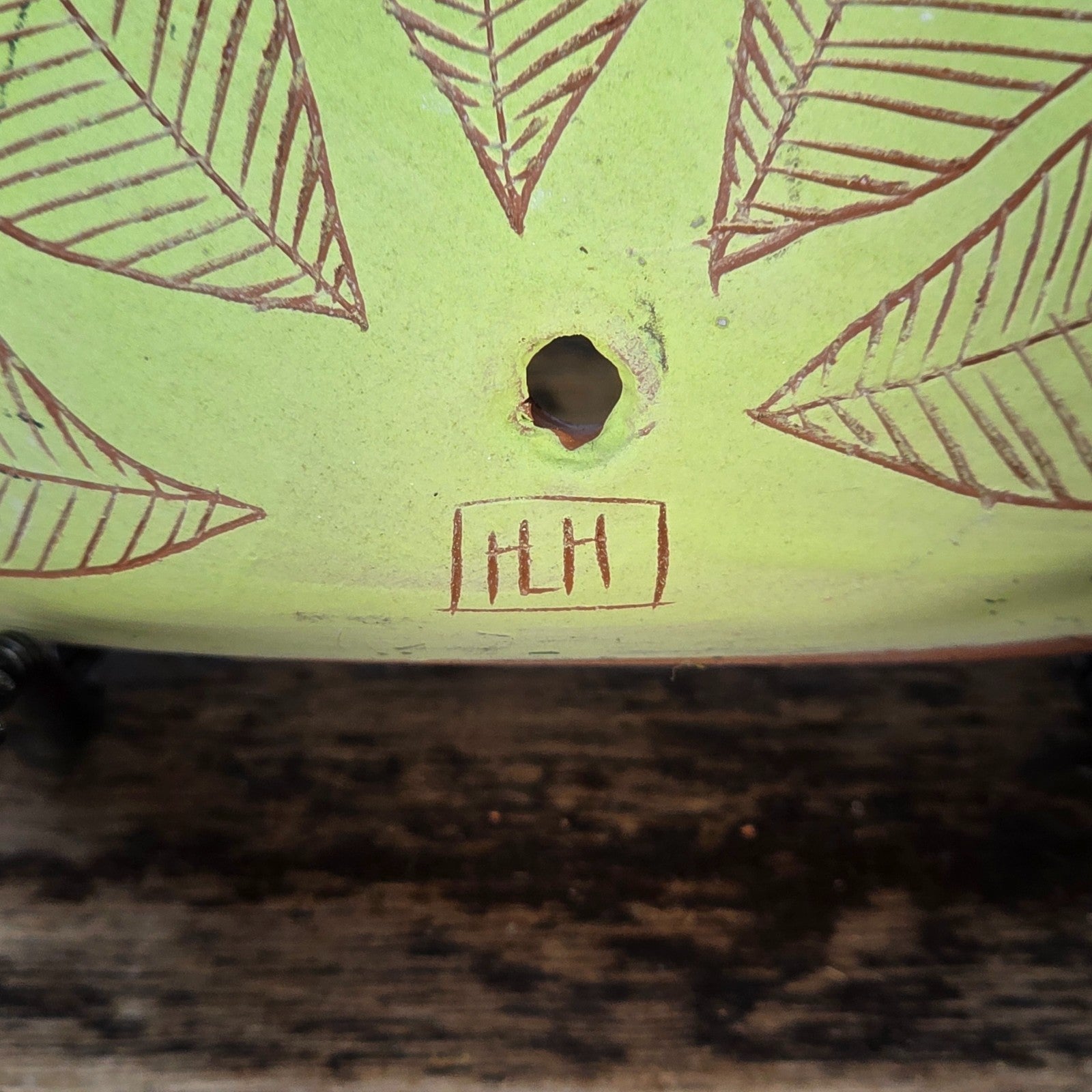 Handmade Terracotta Wall Pocket / Wall Planter (Light Yellow, Leaf Motif)