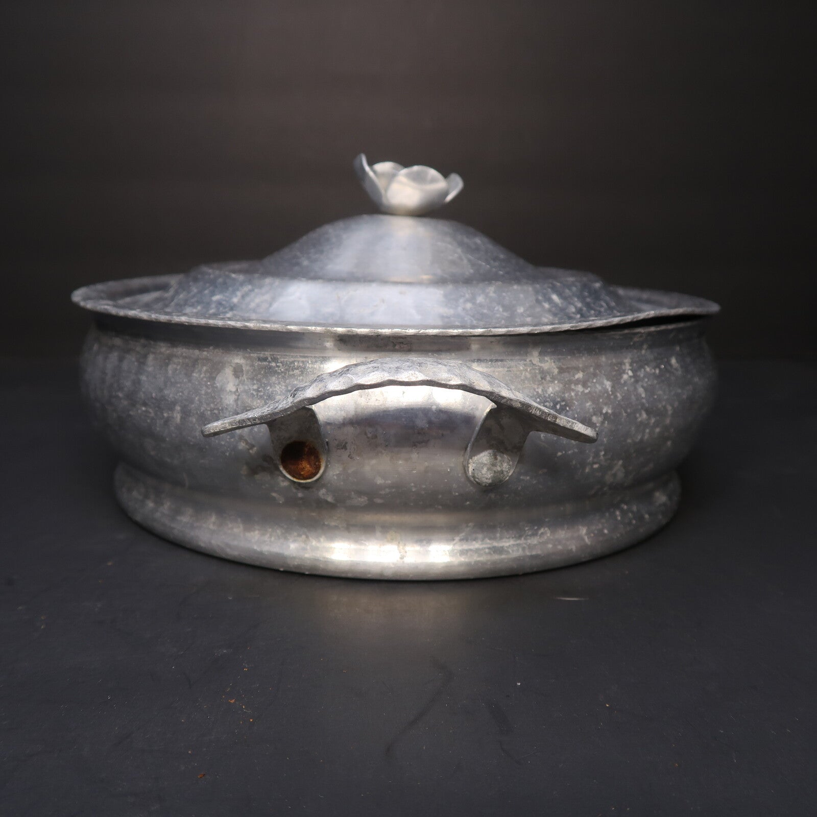 Vintage Hammered Aluminum Casserole Dish + Pyrex 023 1.5 QT Bowl