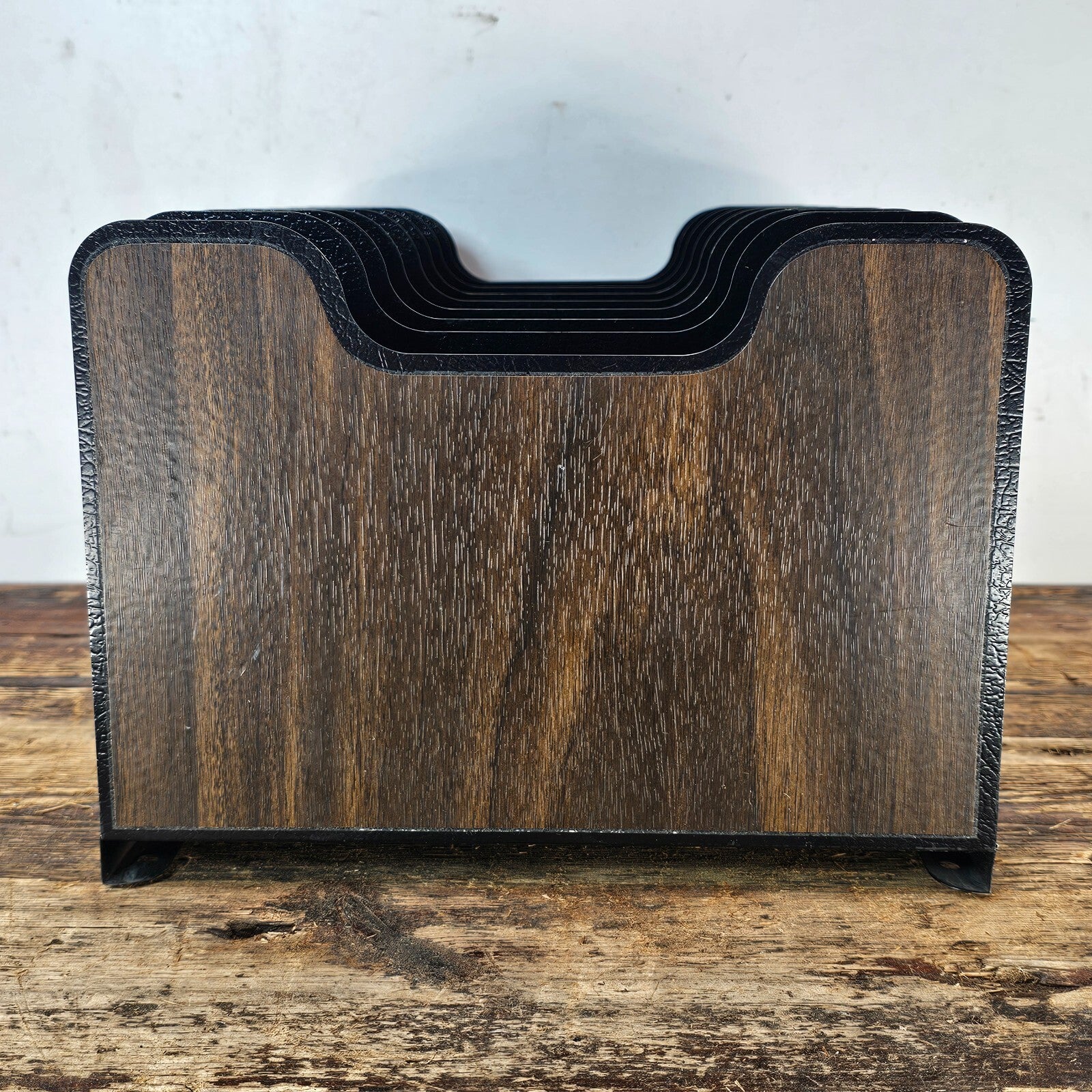 Vintage Buddy Products 8 Compartment Desktop File Organizer Wood Grain Finish