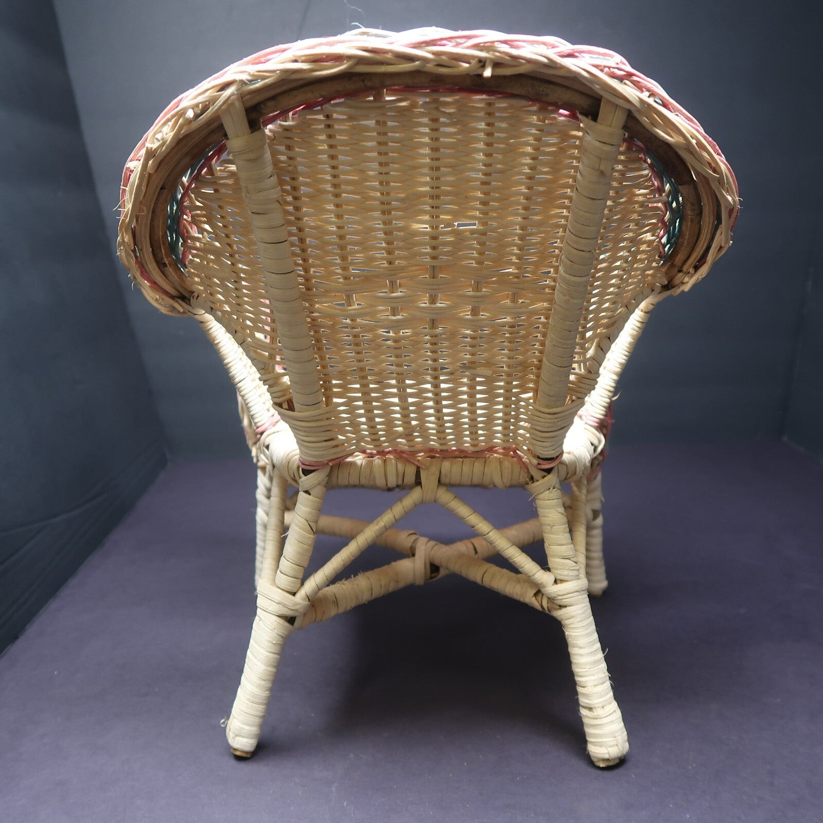 Wicker Doll Chair Green / Pink / Natural 3 Colors H 12" x D 9" x W 10"