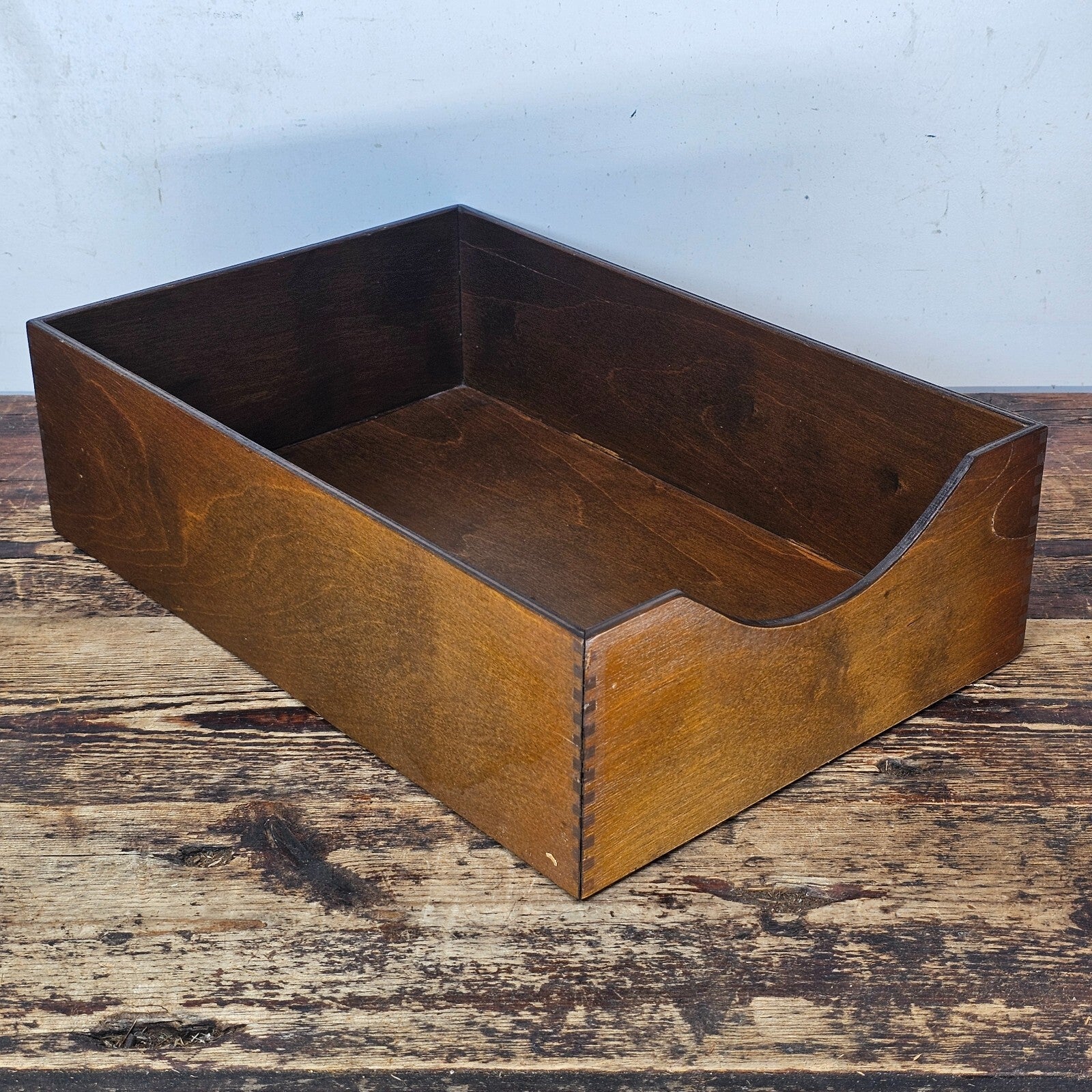 Vintage Walnut Deep Desk Tray / Document Organizer  (1950s-1960s) 4.25"H