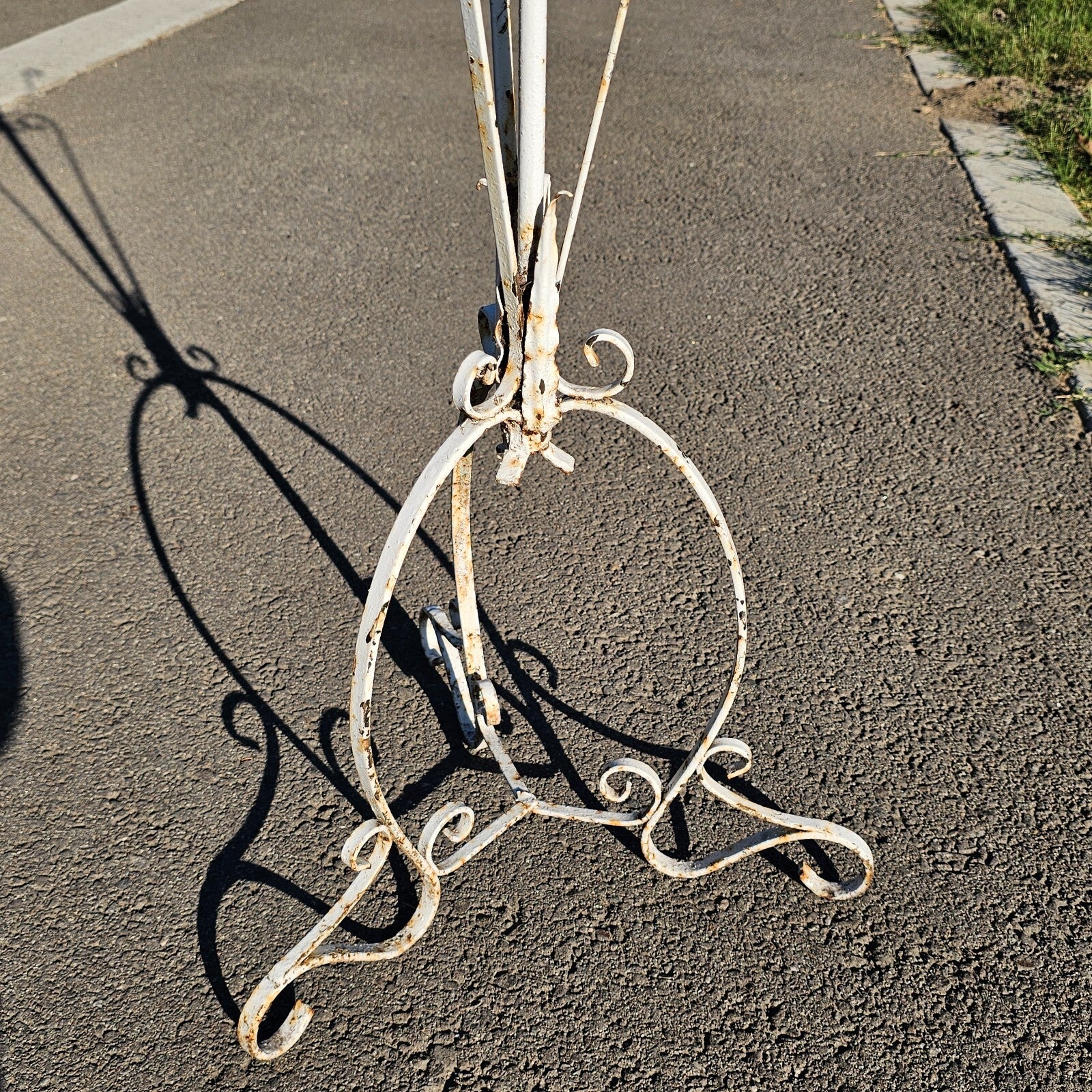 Vintage Scrolled Metal White Plant Stand Rustic 42"H