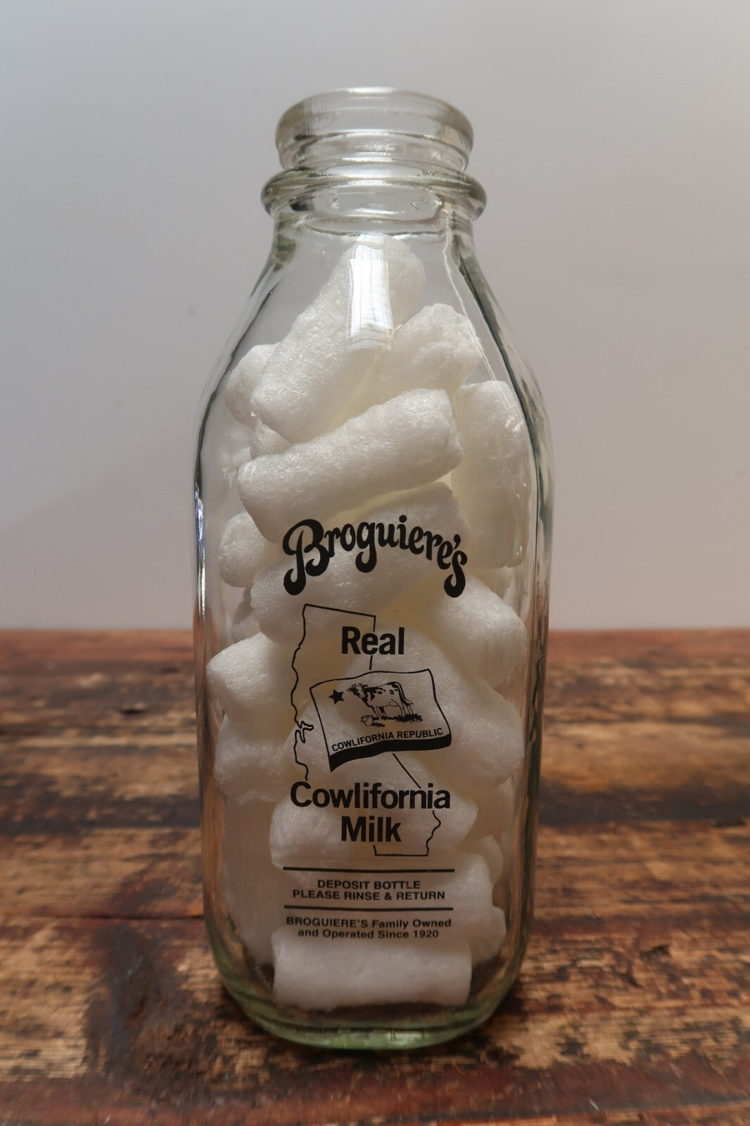 Broguiere's Dairy "Real California Milk"  & Top O’ The Morn Farms Glass Bottles