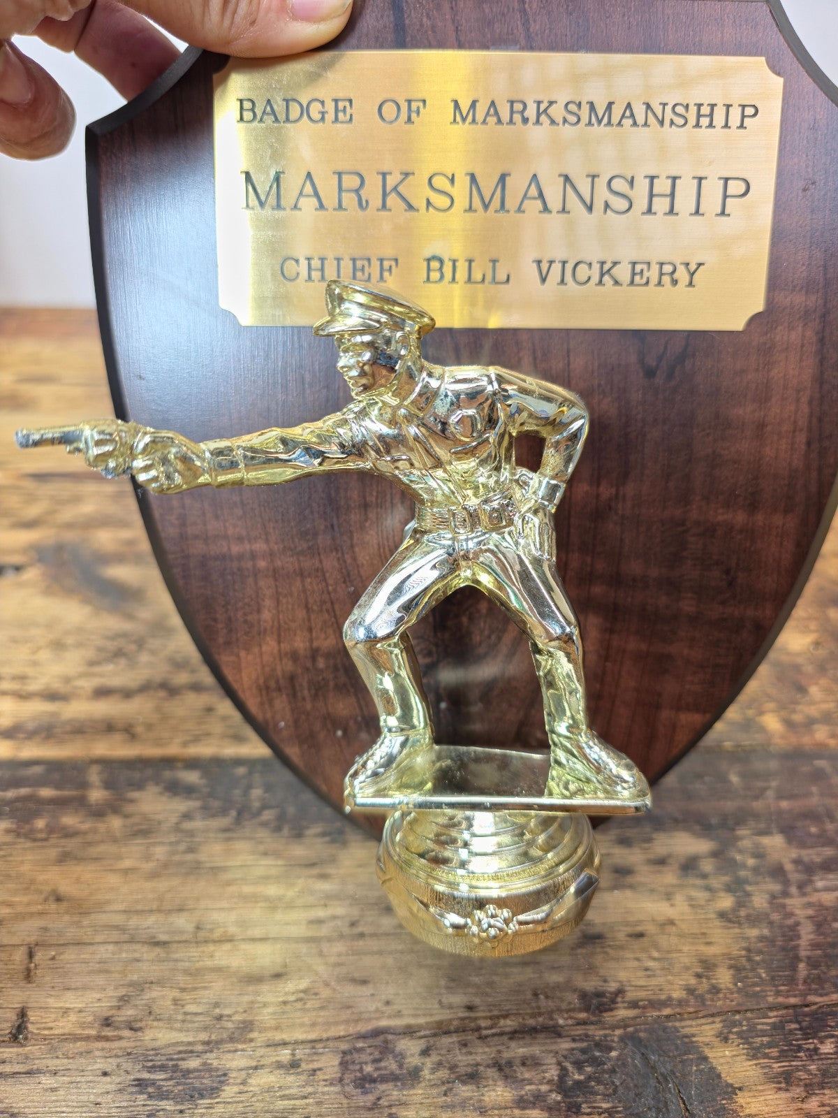 Vintage Hollywood Trophy Co. “Chief Bill Vickery” Marksman Plaque Studio Display