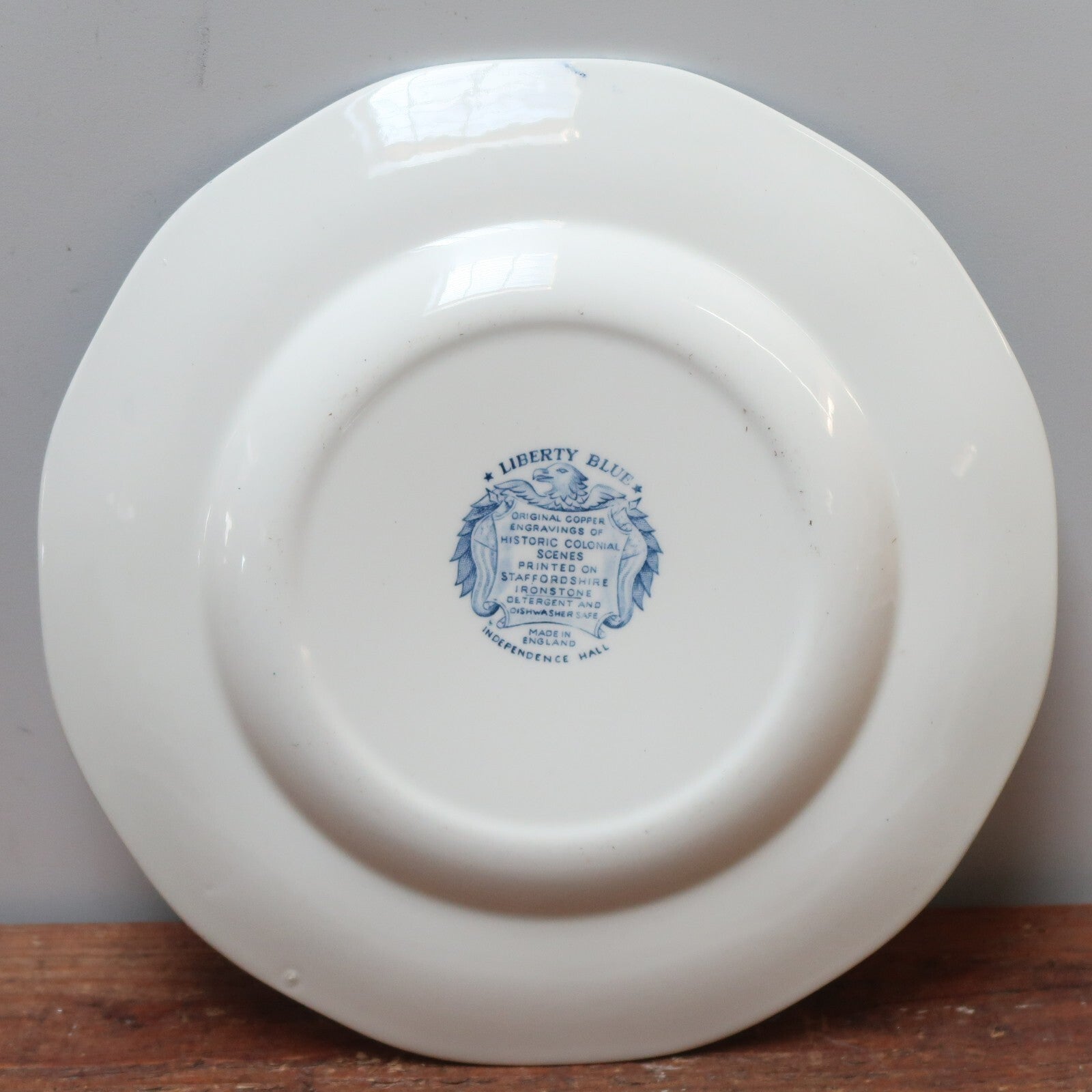 Vintage Liberty Blue Ironstone Plate Made In England Independence Hall 9.75"