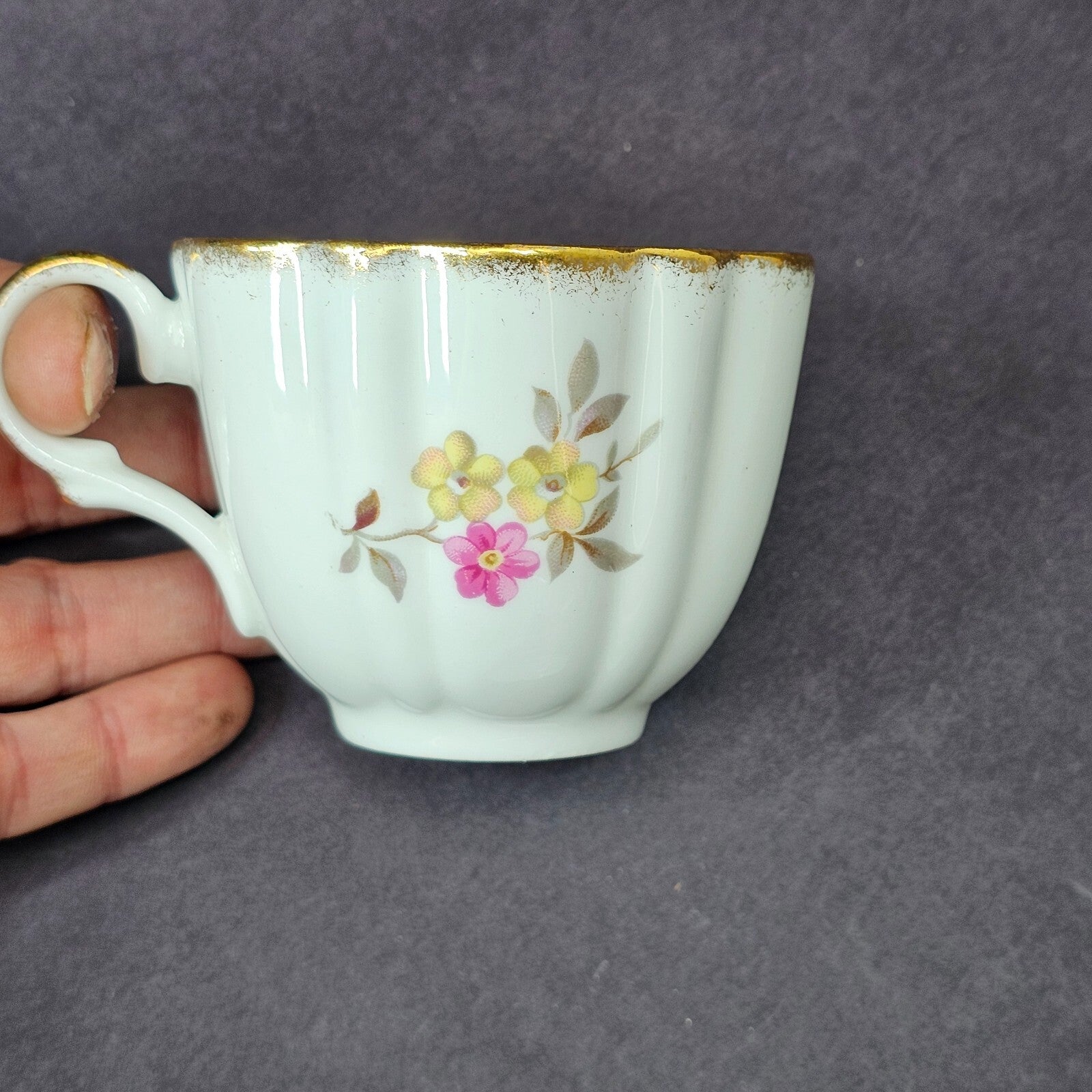 Vintage Taylor and Kent Gold Trim Teacup & Saucer Set From England