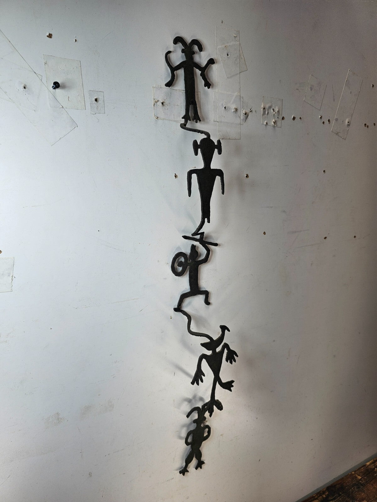 Haitian Metal Art Wall Sculpture "Chain of Spirits" Hand-Hammered 3D Art