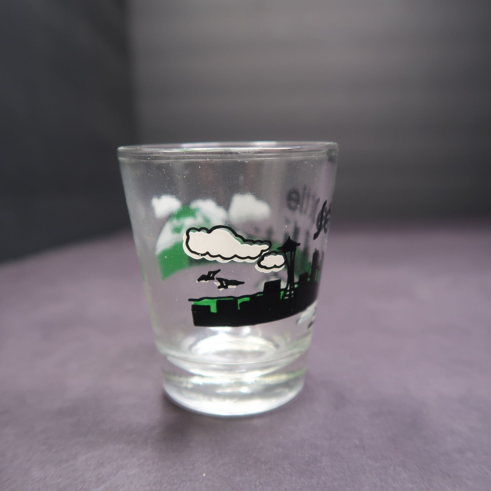 Seattle Skyline Souvenir Clear Shot Glass H 2.28"
