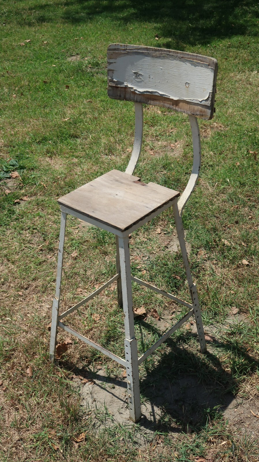 Vintage Angle Steel Stool Industrial Stool Plant Stand Weathered