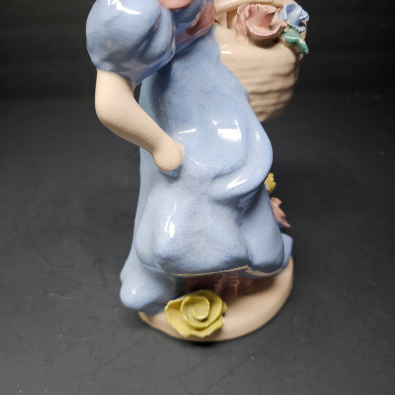 Vintage Kaye Of Hollywood California Lady With Basket Of Flowers Figurine