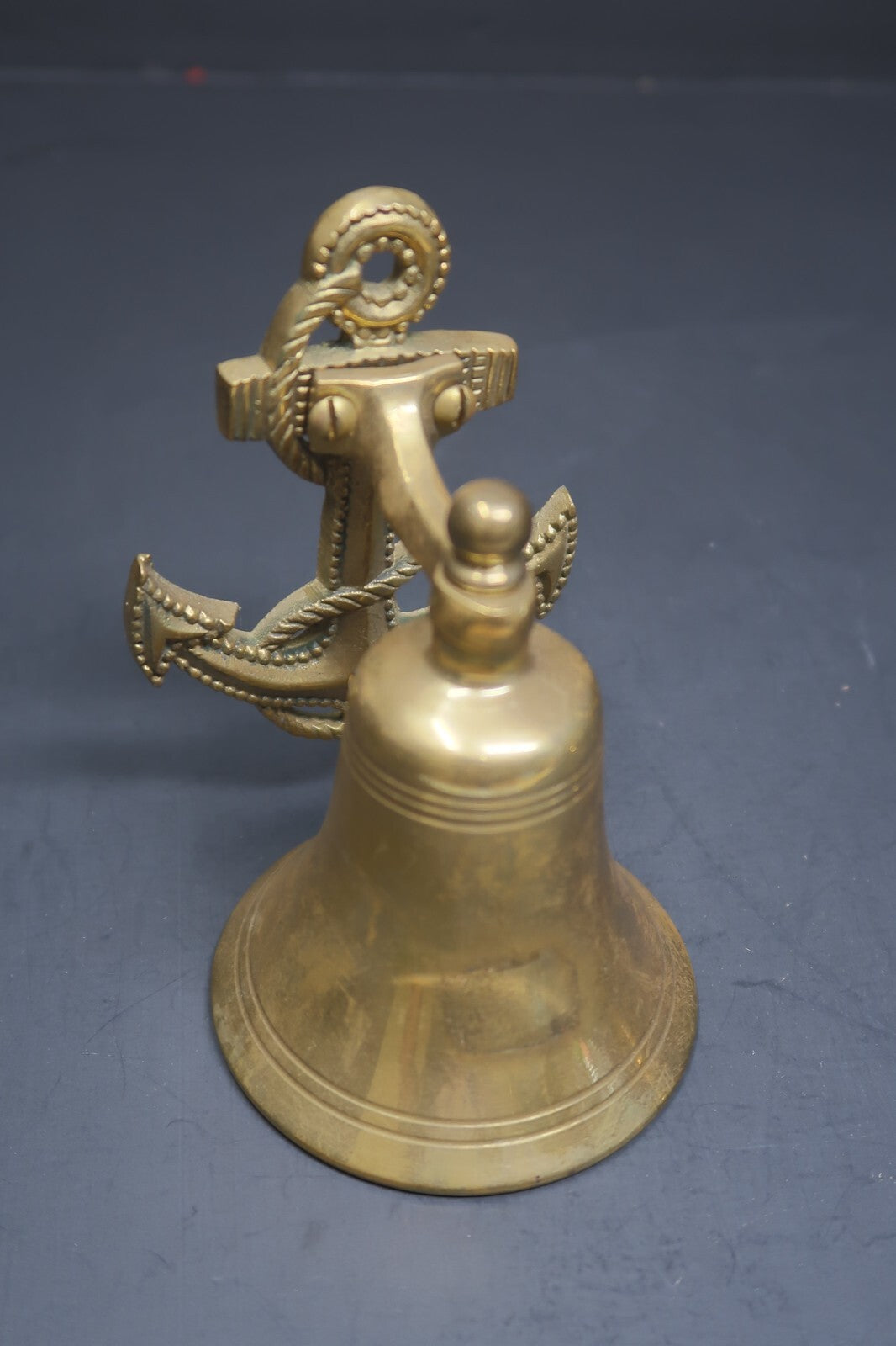 Vintage Brass Anchor Bell Wall Mount H 4.75" x D 3.5" x W 3.25" (1 lb)