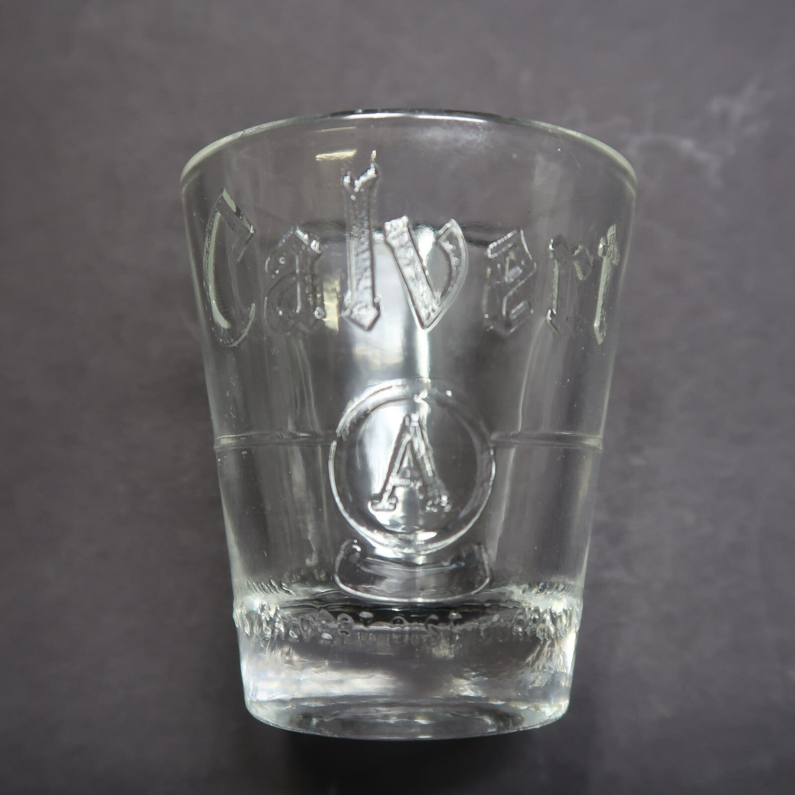 Vintage CALVERT Whiskey Shot Glass Letter A 2.28" Tall