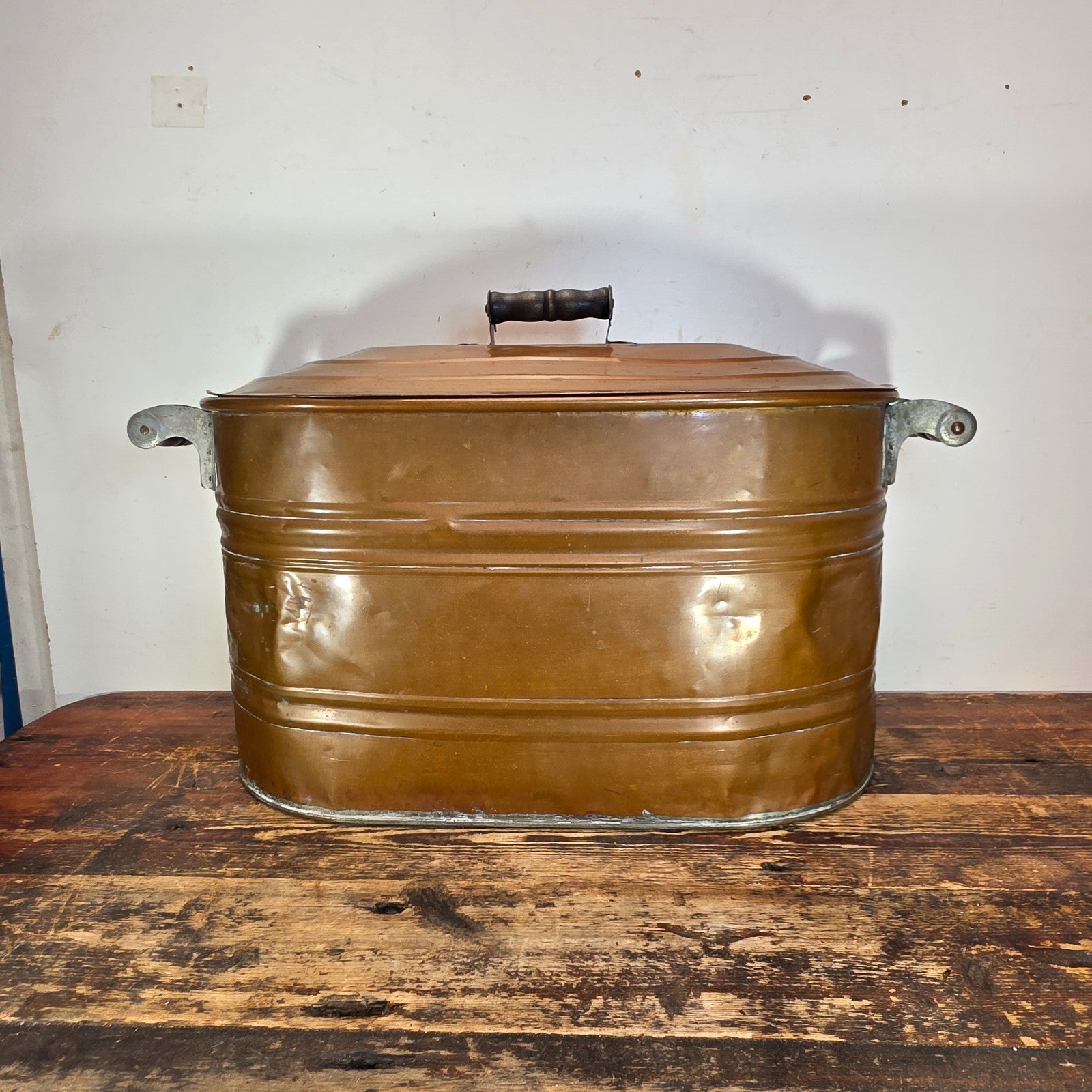 Vintage Copper Virginia Ham Cooker / Wash Pot with Original Iron Handles