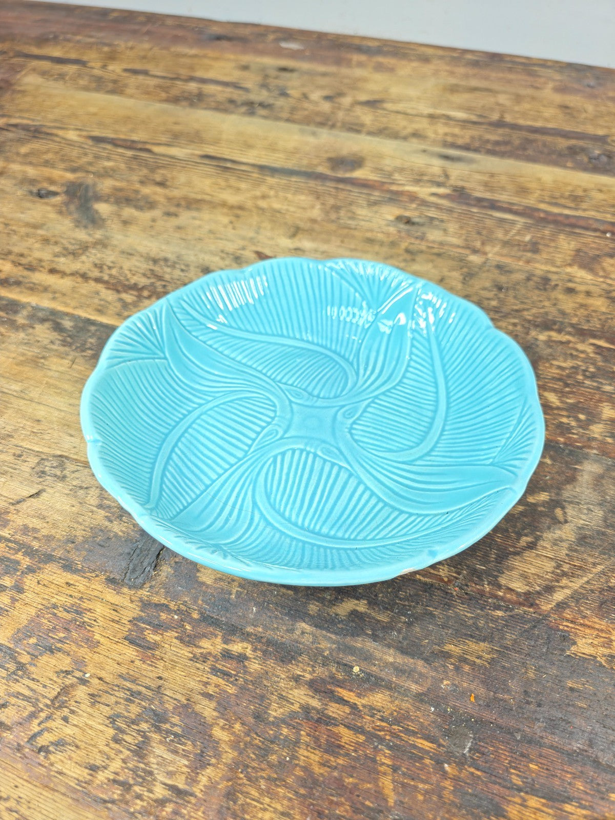 Maurice of California Turquoise Ceramic Plate 8" Mid Century Modern Dish USA