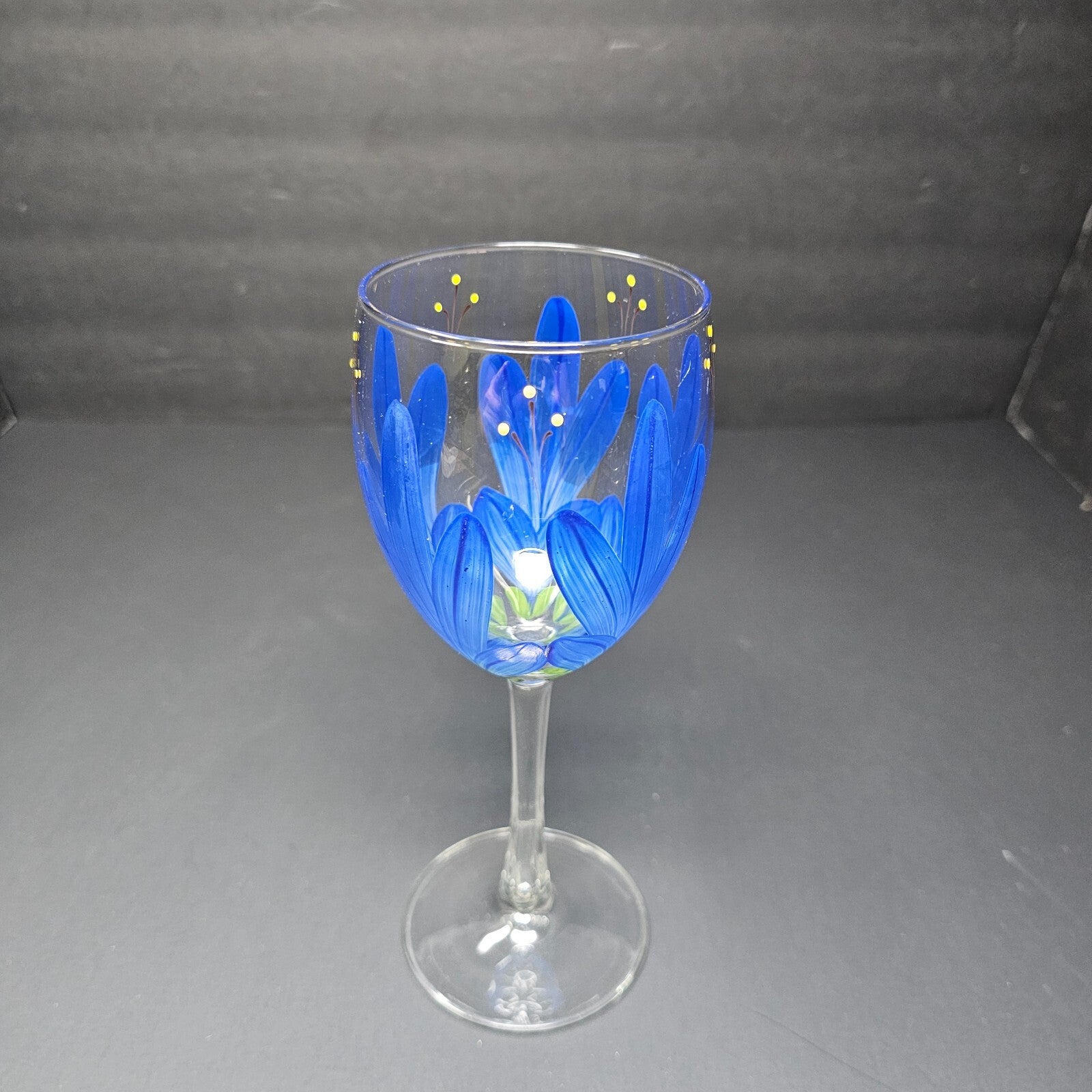 Hand Painted Wine Glass 8" H