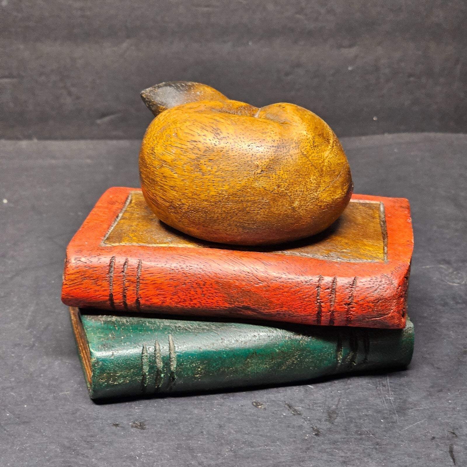 Vintage Mandalay Box Co. Cat Sleeping On Books 5" x 4" x 4"H