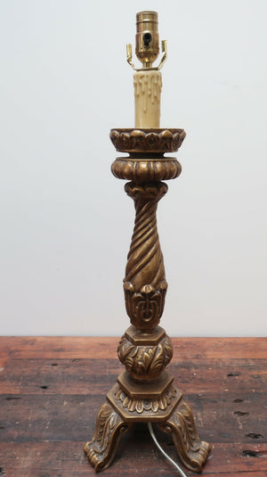 Vintage Look Gold Resin Twisted Column Table / Floor Lamp 9" x 9" x H28"