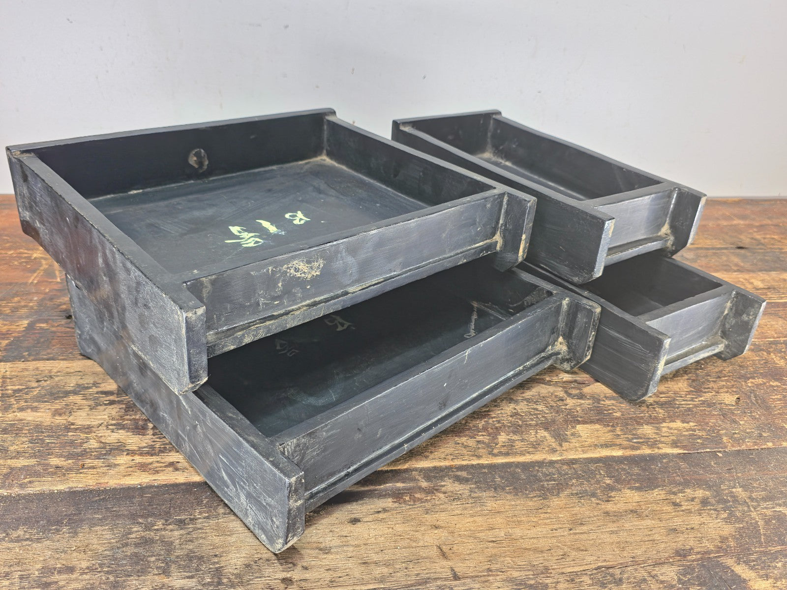 Chinese Antique Lacquer Box, Hundred Boys Motif, Drawers & Lift-Top 14.5"H