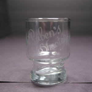 Retro Shot Glass Engraved " Ruben's Shooter "H 2.6"
