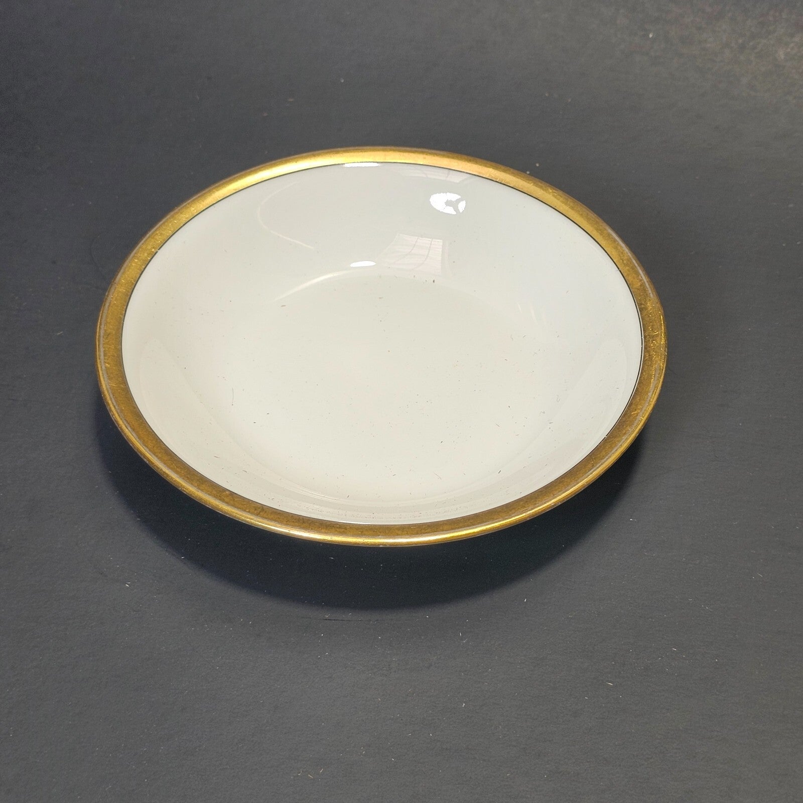 Theodore Haviland Limoges France Teacup Saucer & Fruit Bowl Set White Gold Trim