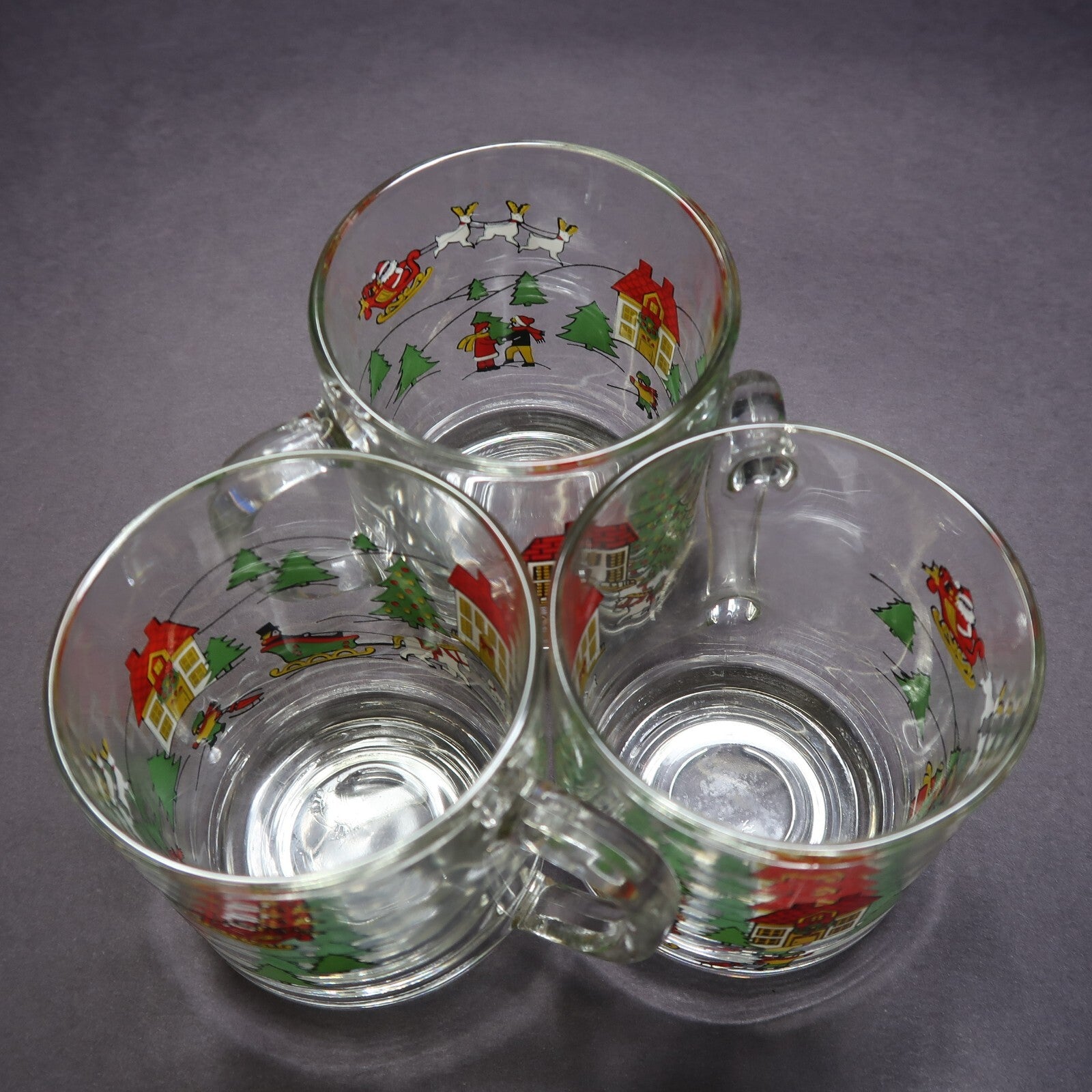Set of 3 Luminarc Christmas glass Mugs
