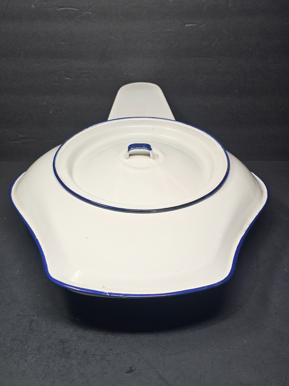 Vintage Hospital White Enamel Bed Pan With Lid