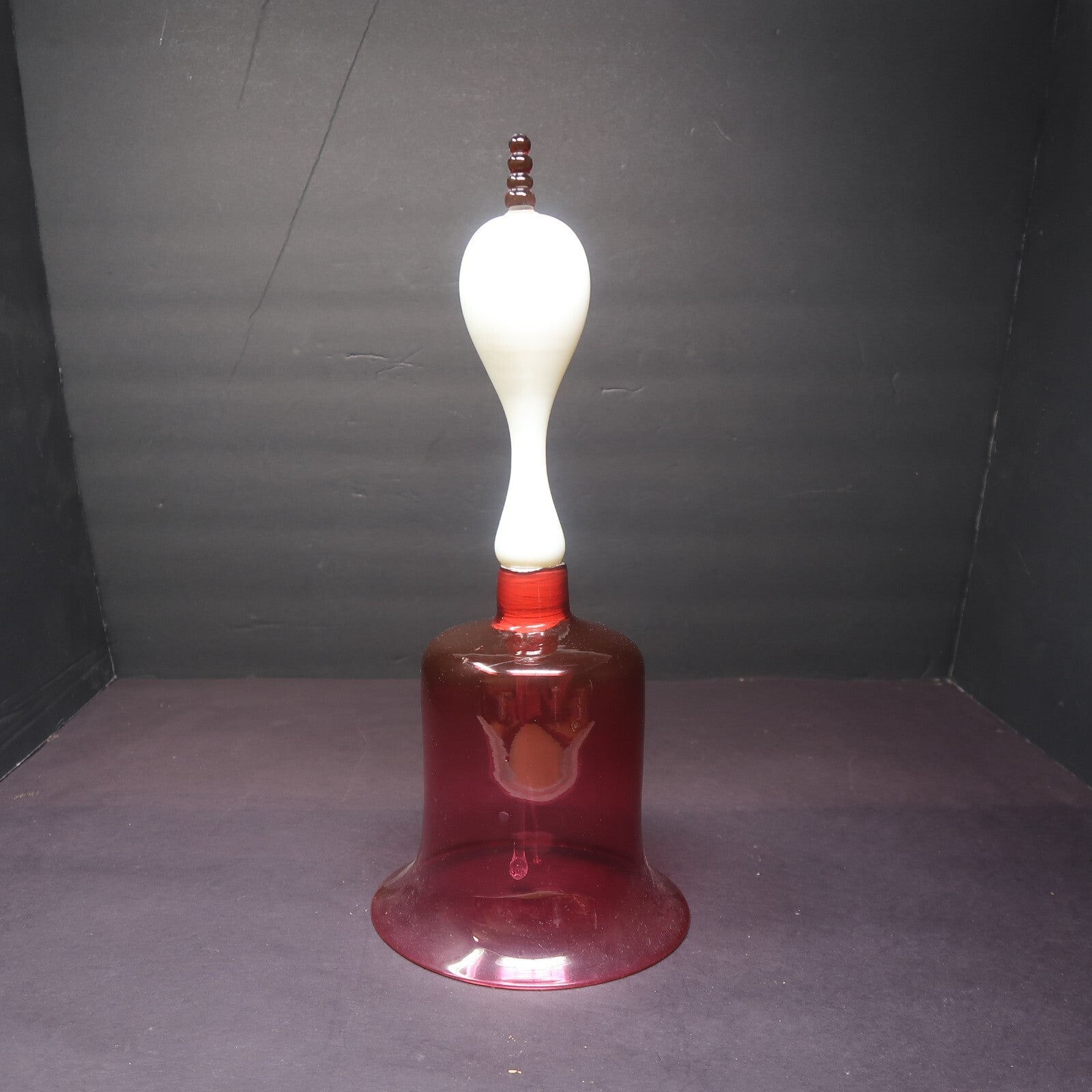 British 19th Century Victorian Hand Blown Cranberry Glass Large Wedding Bell 14"