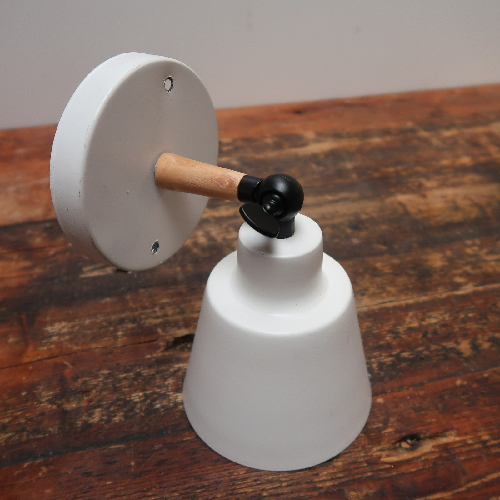 Set of 3 White Wall Sconces Wood Metal Light Angle Adjustment