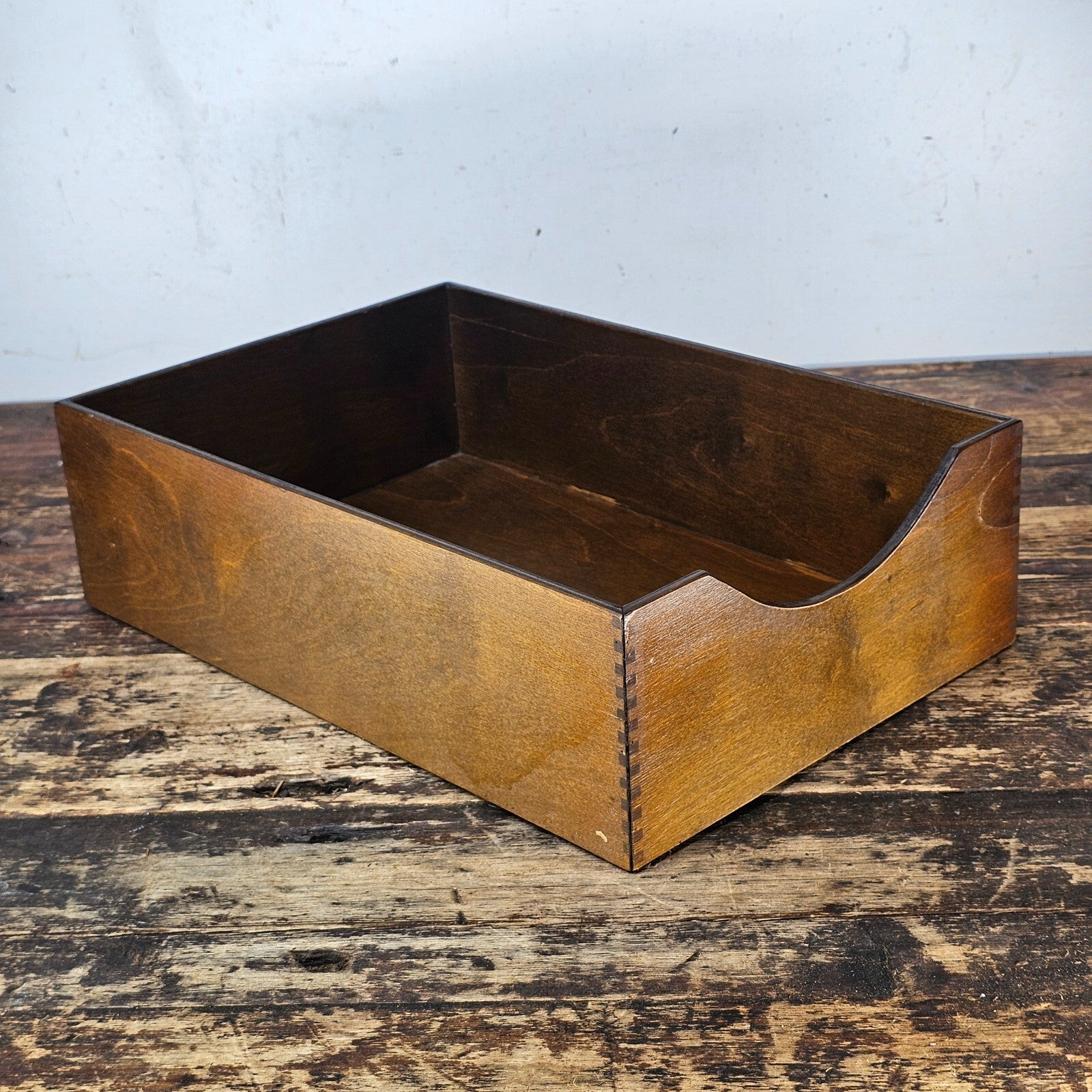 Vintage Walnut Deep Desk Tray / Document Organizer  (1950s-1960s) 4.25"H