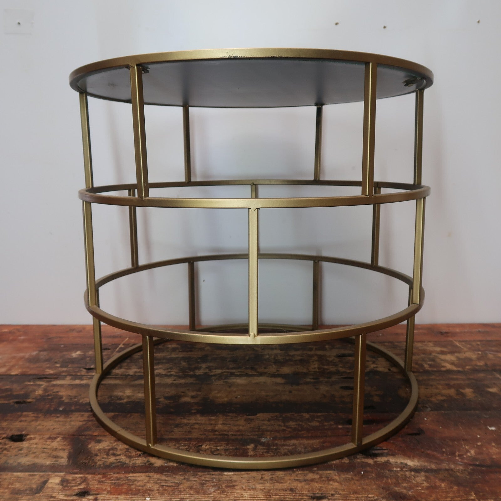Mirror Glass Top Side Table Round Gold End Table 20" x 20" x H 18"
