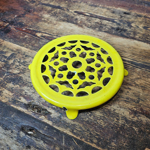 Vintage Fritz and Floyd Enameled Yellow Reticulated Trivet