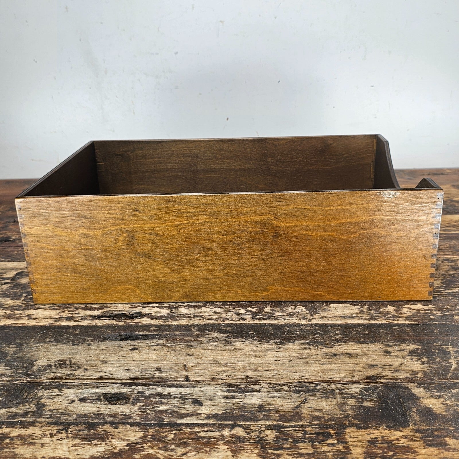 Vintage Walnut Deep Desk Tray / Document Organizer  (1950s-1960s) 4.25"H