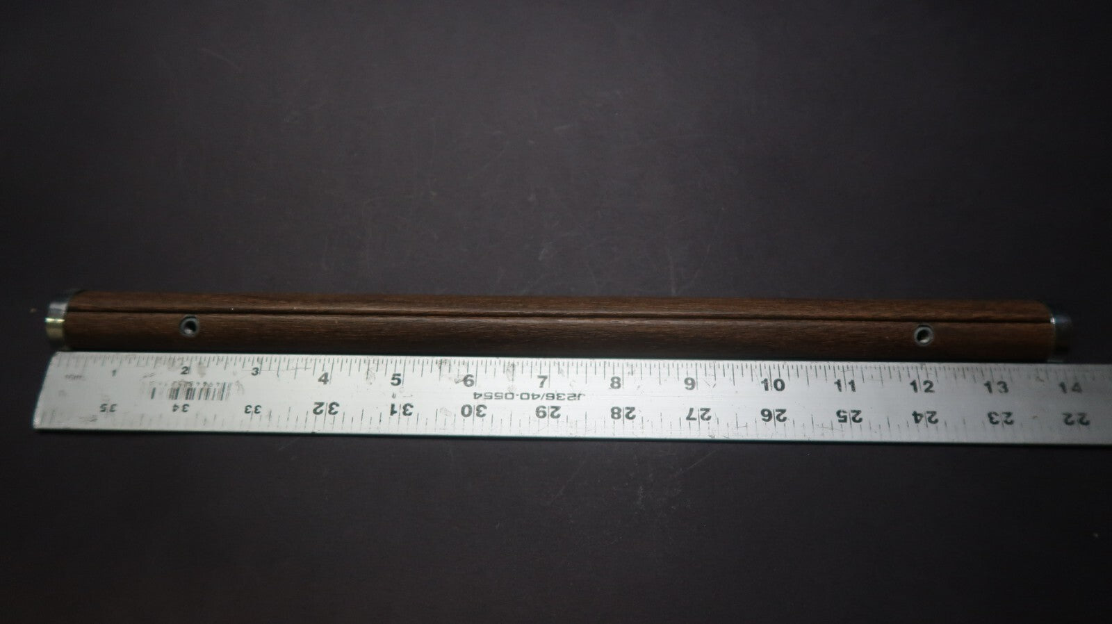 Vintage Cabinet Handle Pull Kitchen Drawer Pull Wood Grain & Chrome 14"